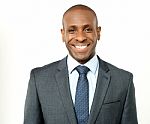 Smiling Relaxed Corporate Man Posing Stock Photo