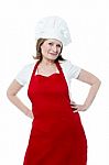 Smiling Senior Woman Chef, Isolated Over White Stock Photo