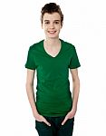 Smiling Teenage Boy Standing Stock Photo