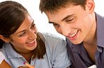 Smiling Teenage Couple Stock Photo