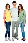 Smiling Teenage Friends Standing Stock Photo