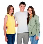 Smiling Teenage Friends Standing Stock Photo