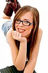 Smiling Woman Wearing Specs Stock Photo