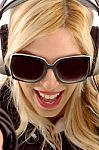 Smiling Woman With Sunglasses Stock Photo