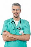 Smiling Young Doctor With Stethoscope Stock Photo