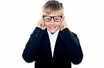 Smiling Young Kid Wearing Eyeglass Stock Photo