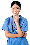 Smiling Young Lady Doctor Posing Stock Photo