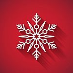 Snowflake Icon With Long Shadow On Red Background  Illustration Stock Photo