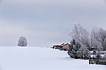 Snowy Winter In A Village Stock Photo