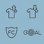 Soccer Line Icon Set Stock Photo