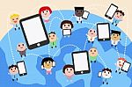 Social Network People Cartoon Stock Photo