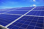 Solar Panels With Sky Stock Photo