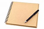 Spiral Note Book With Pen Stock Photo