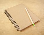 Spiral Notebook With Pencil Stock Photo