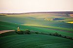 Spring Green Fields. Beautiful Wavy Spring View. Spring Rolling Stock Photo