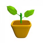 Sprout In Flowerpot Brown Color Stock Photo