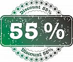 Stamp Discount Fifty Five Percent Stock Photo