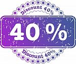 Stamp Discount Forty Percent Stock Photo