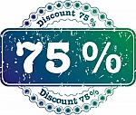 Stamp Discount Seventy Five Percent Stock Photo