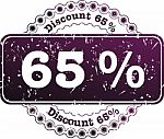 Stamp Discount Sixty Five Percent Stock Photo