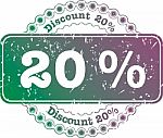 Stamp Discount Twenty Percent Stock Photo