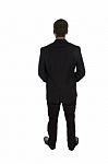 Standing Businessman Posing From Back Stock Photo