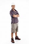 Standing Pose Of Casual Man With Folded Arms Stock Photo