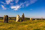 Standing Stones In A Grassy Fields In Brittany, North West Franc Stock Photo