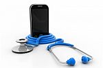 Stethoscope With Mobile Phone Stock Photo