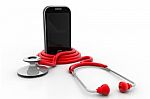 Stethoscope With Mobile Phone Stock Photo