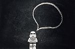 Stormtrooper With Speech Bubble Stock Photo