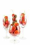 Strawberries In Champagne Glasses Stock Photo