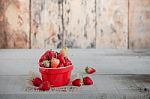 Strawberries In Red Cup Stock Photo