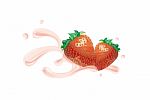 Strawberry Illustration With Splash Stock Photo