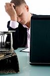 Stressed Businessman In Office Stock Photo