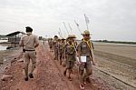 Student 11-12 Years Old, Scout Assembly, Teepangkorn Scout Camp In Samut Sakhon Thailand Stock Photo