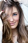 Studio Portrait Of Beautiful Young Woman Stock Photo