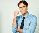 Studio Shot Of Smart Corporate Male Model Stock Photo