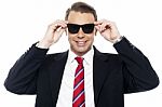 Stylish Handsome Businessman Wearing Shades Stock Photo