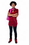 Stylish University Student With Folded Arms Stock Photo