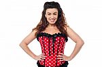 Stylish Woman In Corset Top Striking A Pose Stock Photo