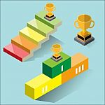 Success Concept - Isometric  Illustration Stock Photo