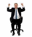 Successful Business Gesturing Happiness Stock Photo