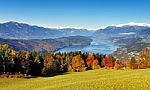 Sunny Autumn Day On The Lake In Mountains Of South Austria Stock Photo