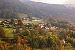 Sunny October Day In Austria. Autumn In Alps Stock Photo