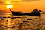 Sunrise At Tip Of Boat , Trang , Thailand Stock Photo