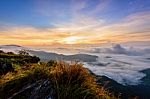 Sunrise On Phu Chi Fa Forest Park, Thailand Stock Photo