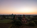 Sunrise Over Religious Temples Stock Photo