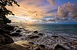 Sunset At Beach In Thailand Stock Photo