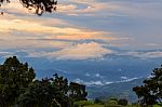 Sunset High Mountain Range View Stock Photo